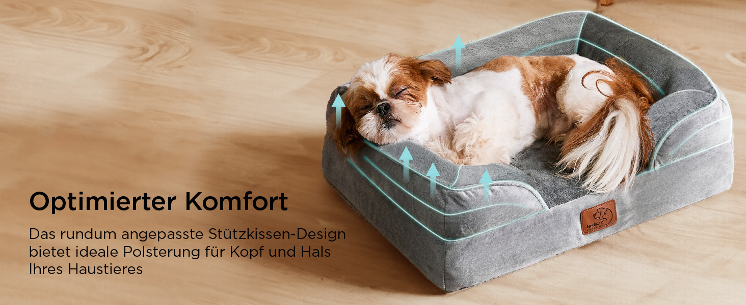 Ортопедичне ліжко для собак BEDSURE - 106x80 см. Зручне ліжко-софа для великих собак з м'яким пінопластом, миється, не слизьке, колір: зелений, розмір: 106 x 80 x 17 см