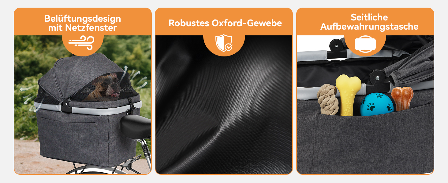 Кошик для велосипеда для собак до 12 кг, кріплення на багажник, металевий каркас, швидкознімний, сітчасте вікно, м'яке сидіння, світловідбиваючі смуги, складний, для міських велосипедів