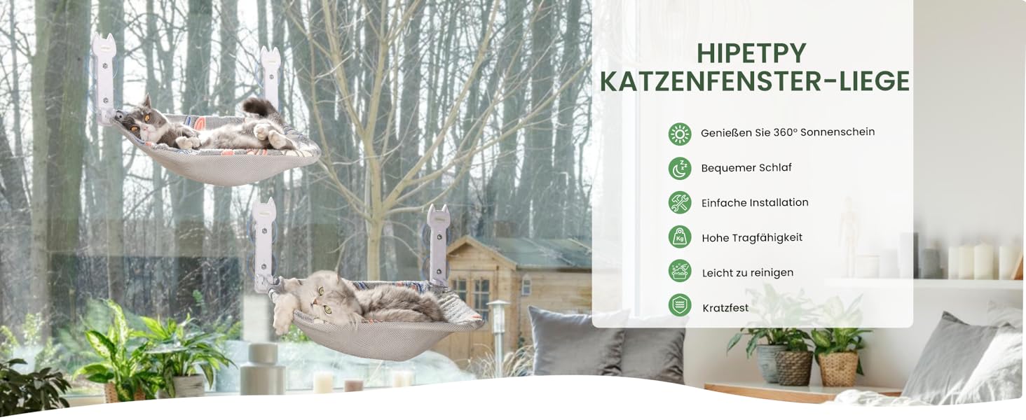 Кішка ліжко на вікно HiPetpy, світлодіодна двостороння матрац, складана та бездротова, міцні присоски до 20 кг, зручний поглиблений дизайн, 360° огляд, підвісна ліжко для котів, віконце-ліжко (Сірий, 1 шт.)