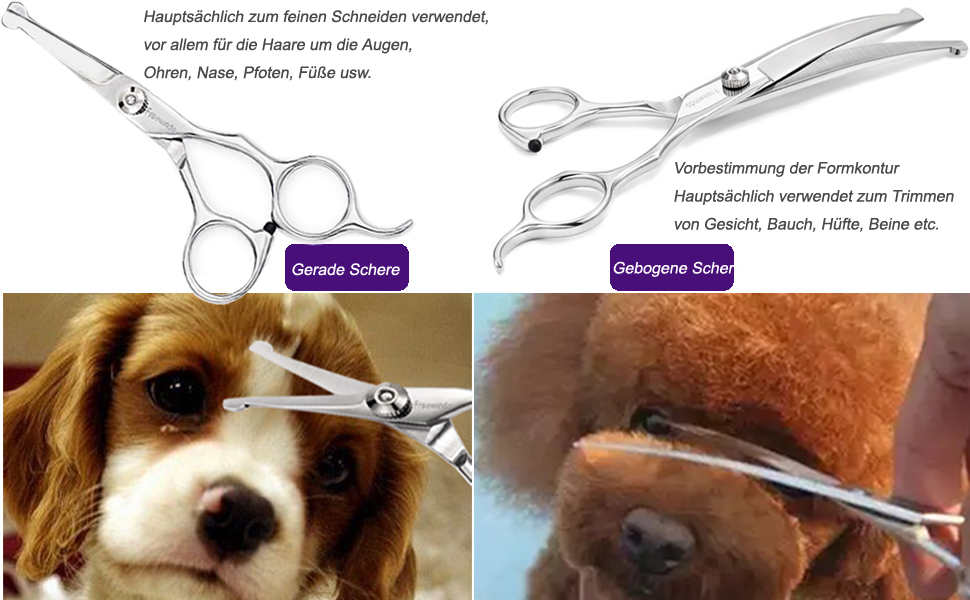 Ножиці для собак Freewindo, професійні, з округлою кінчиком, з нержавіючої сталі, для грумінгу всього тіла