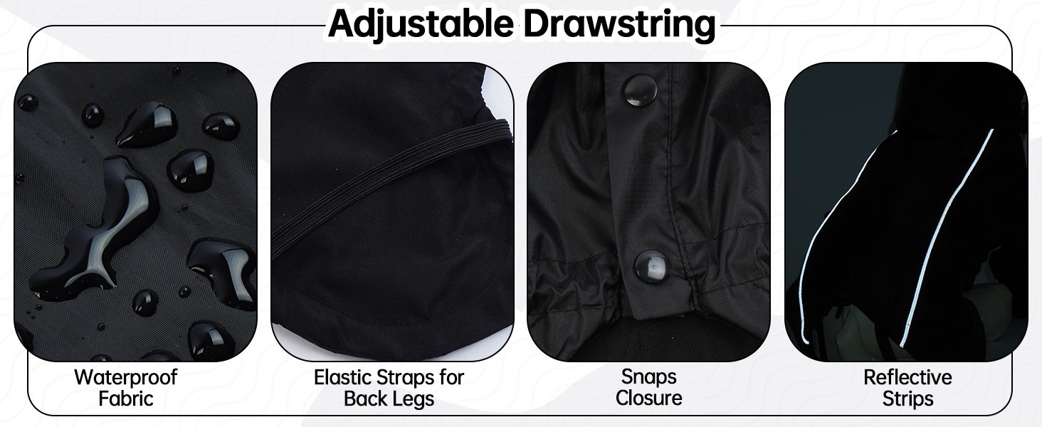 Водонепроникний дощовик для собак, чорний, розмір S. Дощовик для маленьких собак з капюшоном, на кнопках.