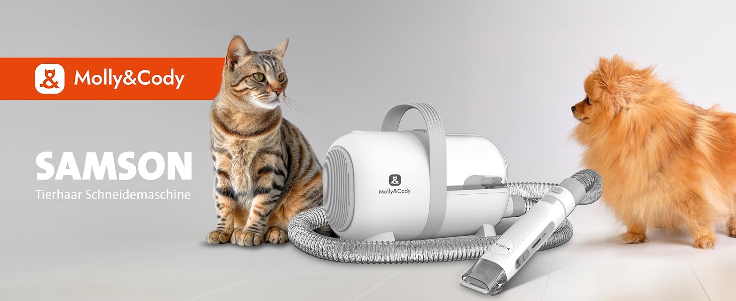 Набір для грумінгу тварин Molly&Cody SAMSON 7-в-1: машинка для стрижки, пилосос для шерсті, 6 насадок. Для собак та котів.