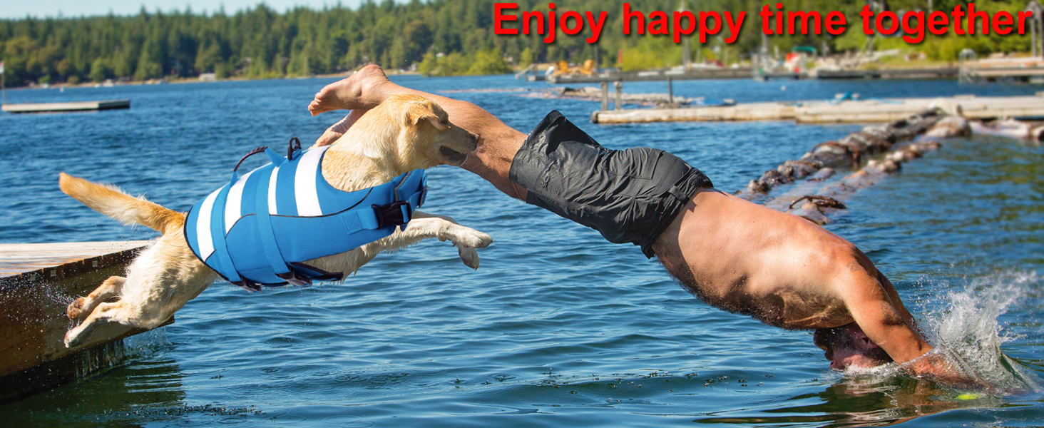 Жилет для плавання собак, блакитний, з Airbag та світловідбиваючими смугами (M)