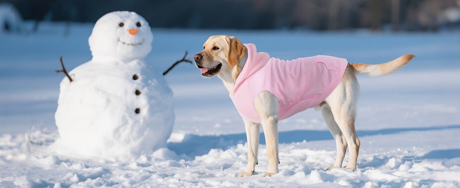 Теплий флісовий світшот-худі IECOii для великих собак, рожевий, 4XL. Комфортний пуловер з капюшоном для холодних днів, підходить для доберманів та інших великих порід.
