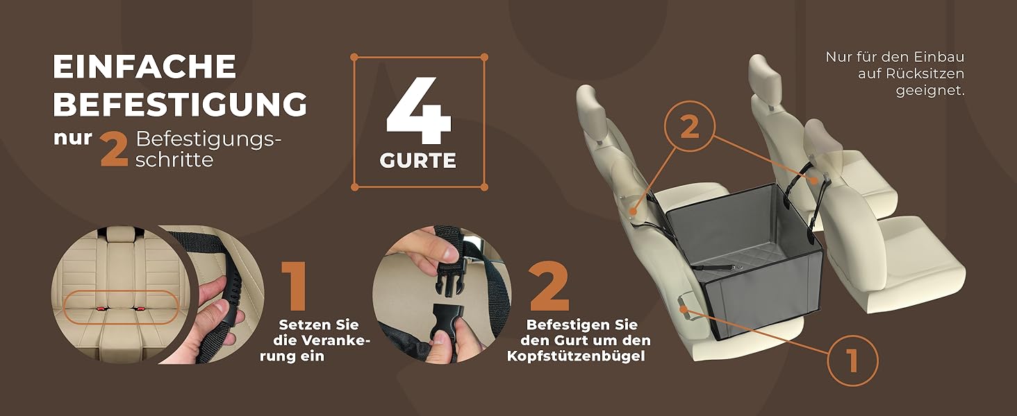 Автокрісло для собак WUGLO Extra Stabiler - надійне автокрісло для собак маленьких та середніх порід, сіре, водонепроникне