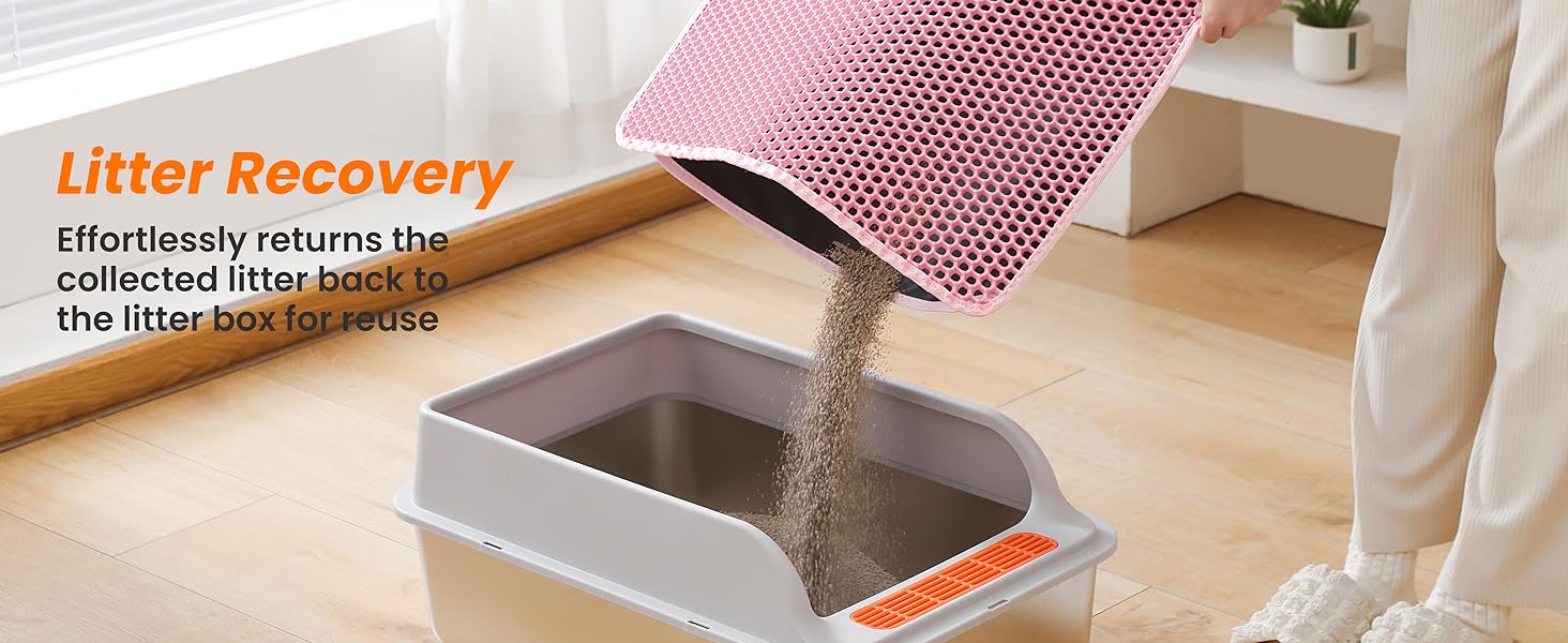 Килимок під лоток для котів Petinstinct, 116x66 см, XXL, рожевий