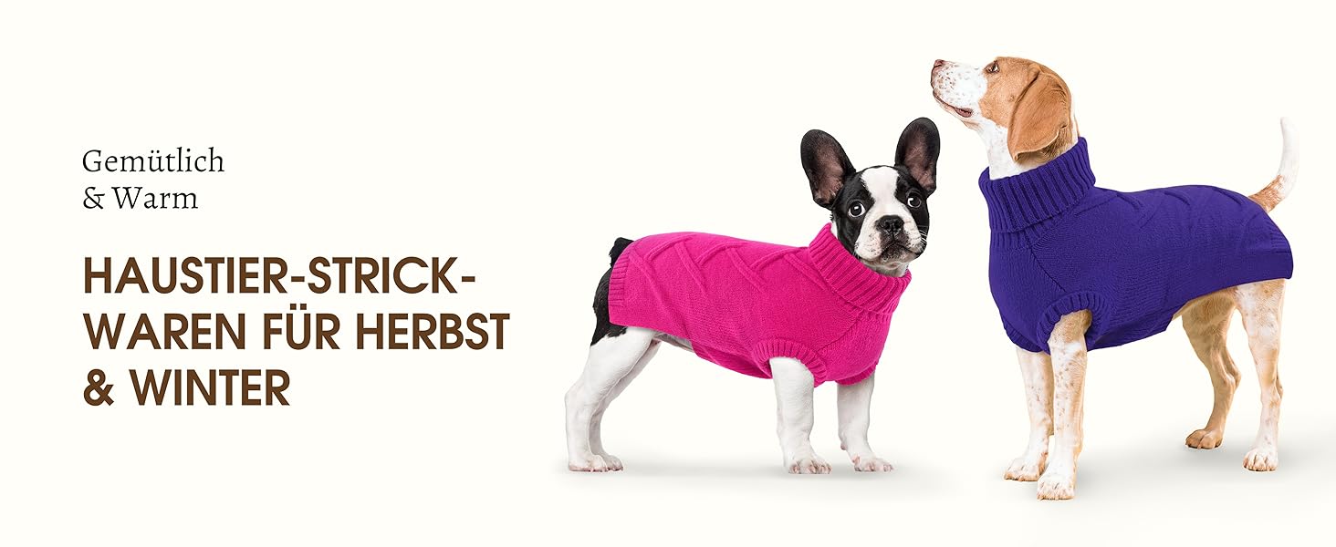 Пуловер для собак середніх порід Queenmore, м'який та теплий, фіолетовий, розмір M