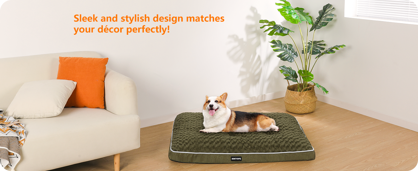 Ортопедичне ліжко для собак, матрац для собак з двоярусним дизайном, миється, знімний кошик для собак, 90 см для собак маленьких та середніх порід (89 x 59 x 10 см, оливковий)