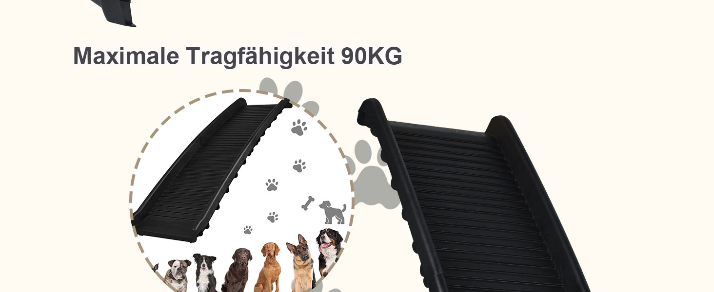 Рампа для собак Hunderampe, складна, антиковзка, до 90 кг, 156x40 см, для SUV, чорна