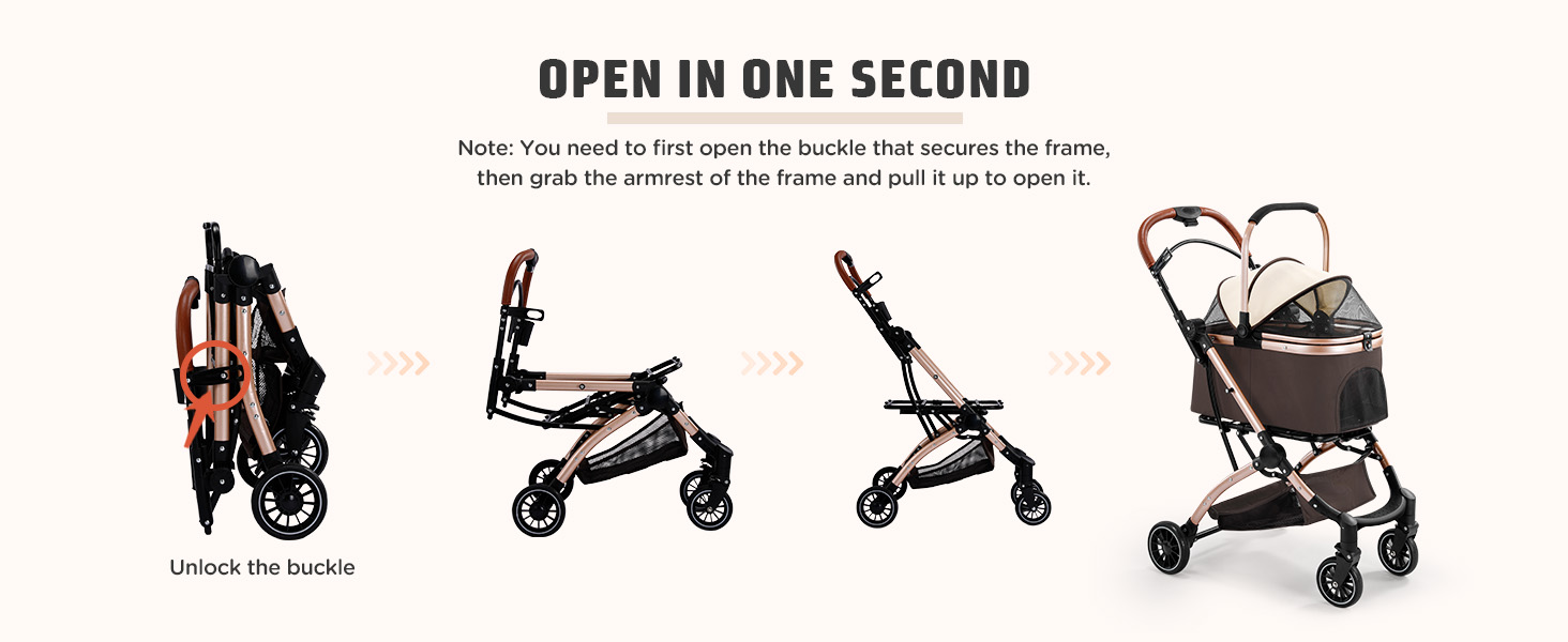 Візок для котів та собак Gimars 20кг, 4-в-1, складання, поворот 360°, гумові колеса, гальмо, захист від дощу, регульована ручка, хакі