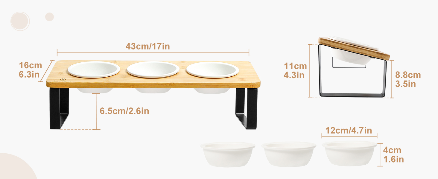 Набір мисок для котів GUUSII HOME: 6 мисок, кераміка, піднята годівниця, анти-блювотна, жовтий колір