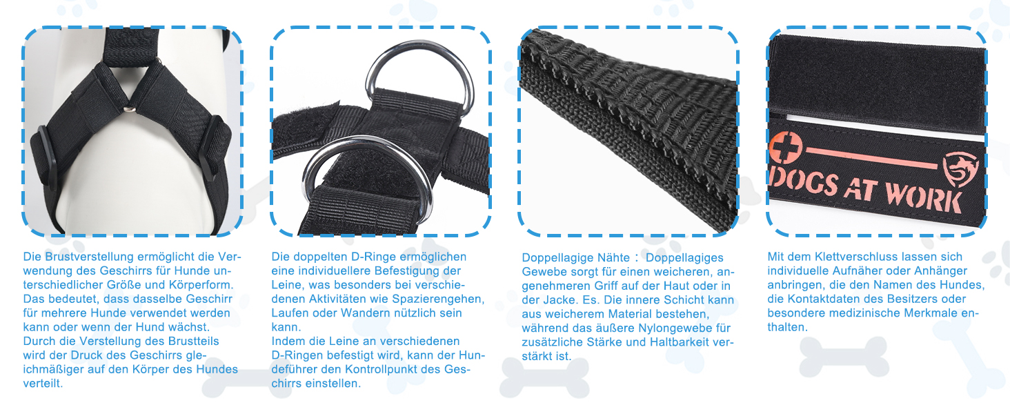 Шлейка для собак FEimaX для великих собак, тактична, не тягне, чорна, XL. Зручна, дихаюча, міцна, з м'якою підкладкою