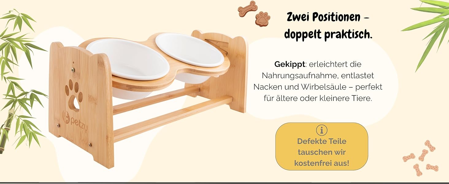 Преміум годівниця для собак та котів Petzy Ceramic, 350 мл | Регульована висота, антиковзаюча підставка, ідеальна для маленьких тварин