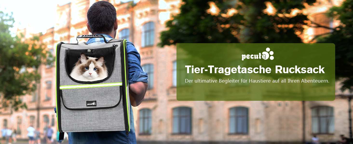 Рюкзак для кота Pecute з сітчастим вікном, чорний, до 6 кг