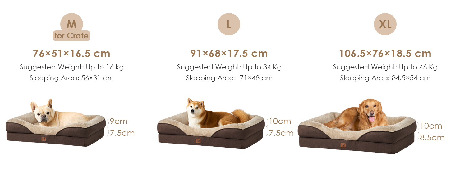 Ортопедичне ліжко для собак великих порід EHEYCIGA, 106x76x18.5 см, з піною з пам'яті, миється, водонепроникне, коричневе