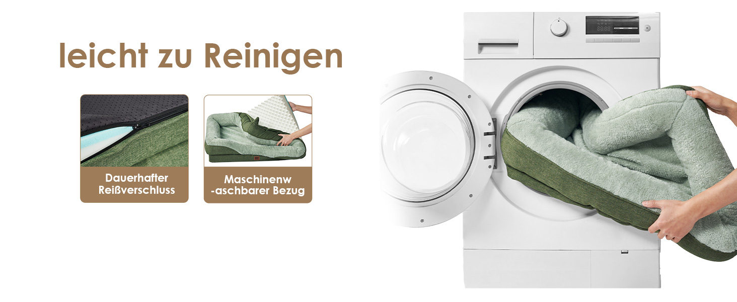 Ортопедичне ліжко для собак середніх порід, 91x68x17.5 см, Memory Foam, водонепроникне, з 4 бортиками, антиковзаюче, зелене