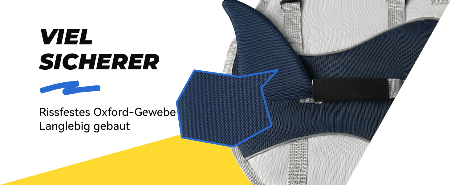 AMZNOVA Жилет для плавання собак 'Shark', з плавниками та хвостом акули, рятувальний жилет для собак, для катання на човні, допомога у плаванні, L, Сірий (66-81 см)