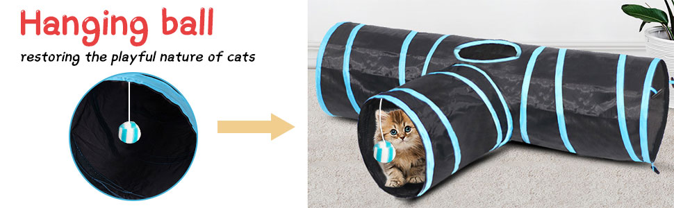 Туннель для котів Katze Spielzeug - іграшка-тунель для кошенят, цуценят та кроликів. Чорний, складаний.