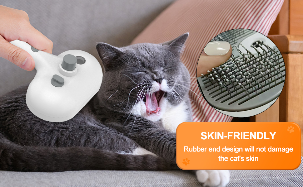 Бьордобра Стімі Кетенбюстш, щітка для котів 3 в 1 зі спіральним масажем, видаляє шерсть, біла