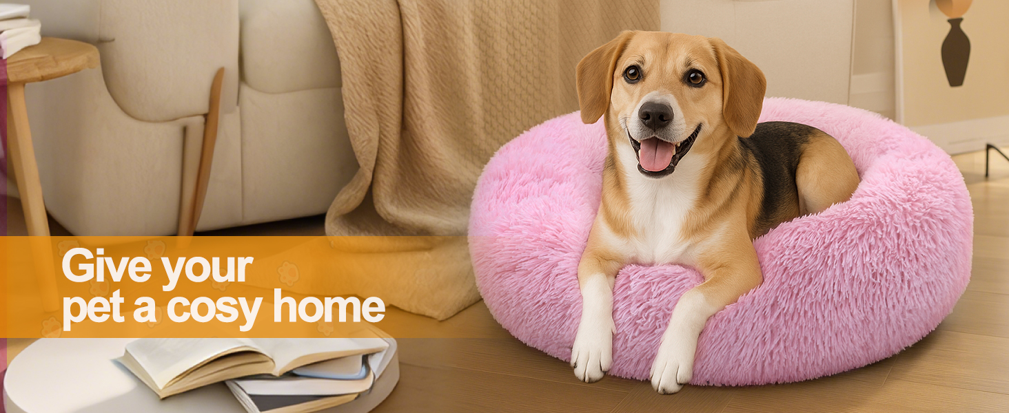 М'яке ліжко для котів Donwei, ліжко-подушка для собак, круглі ліжечка для котів, рожеве (60 см)