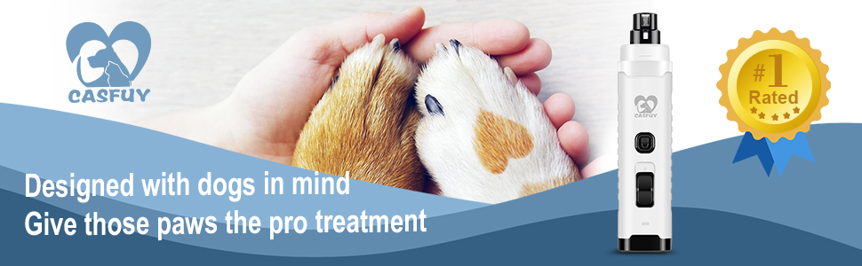 Електричний точило для собачих кігтів Casfuy з 2 LED-лампами - 4.8V, 2 швидкості, для середніх собак, тихе, перезаряджуване