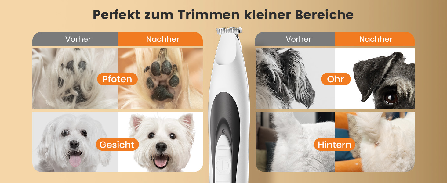 Триммер для собак Oneisall Paw Trim Pro з LED-підсвічуванням: тихий, для догляду за лапами, очима, вухами та обличчям. Бездротовий триммер для собак (білий)