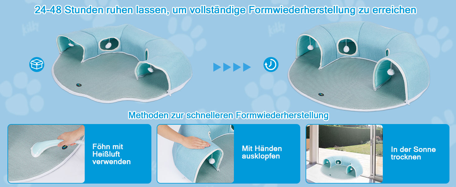 Туннель для котів Ownpets з ліжком, килимком-охолоджувачем та іграшкою, діаметр 25 см