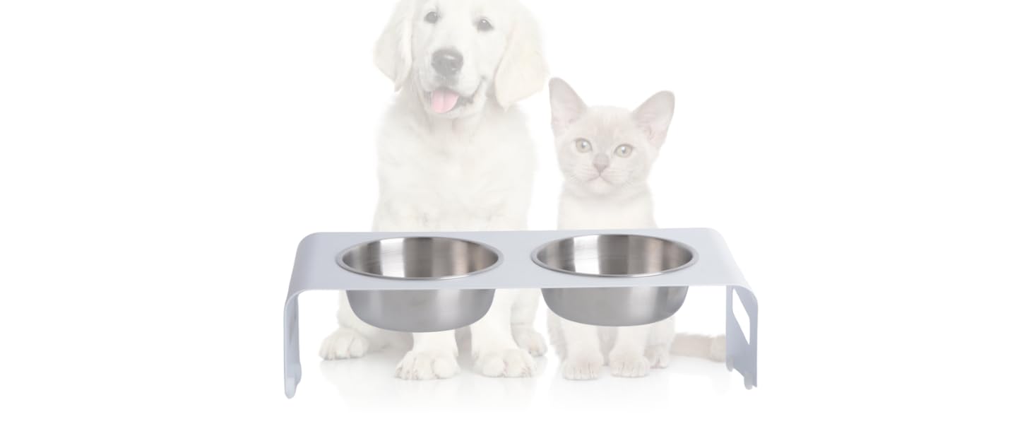 Підставка для корму для котів PETLINUS: ергономічна годівниця з нержавіючої сталі та металу, для котів та маленьких собак