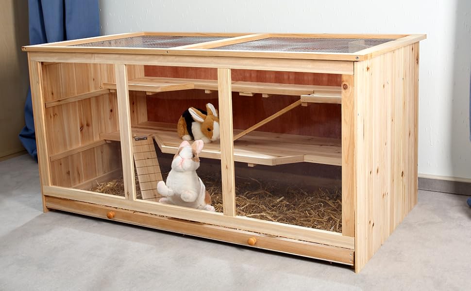 Клітка для гризунів Melko Nagervilla: 3-ярусна дерев'яна клітка для хом'яків та мишей, 117 x 63 x 58 см, з 2 пандусами