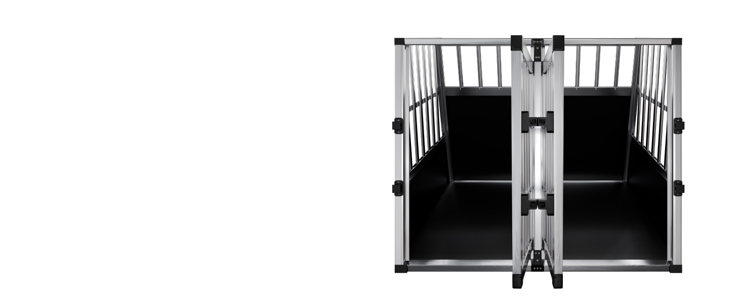 Транспортна переноска для собак Juskys Alu L (91x66x70 см) - алюмінієва, міцна, з замком