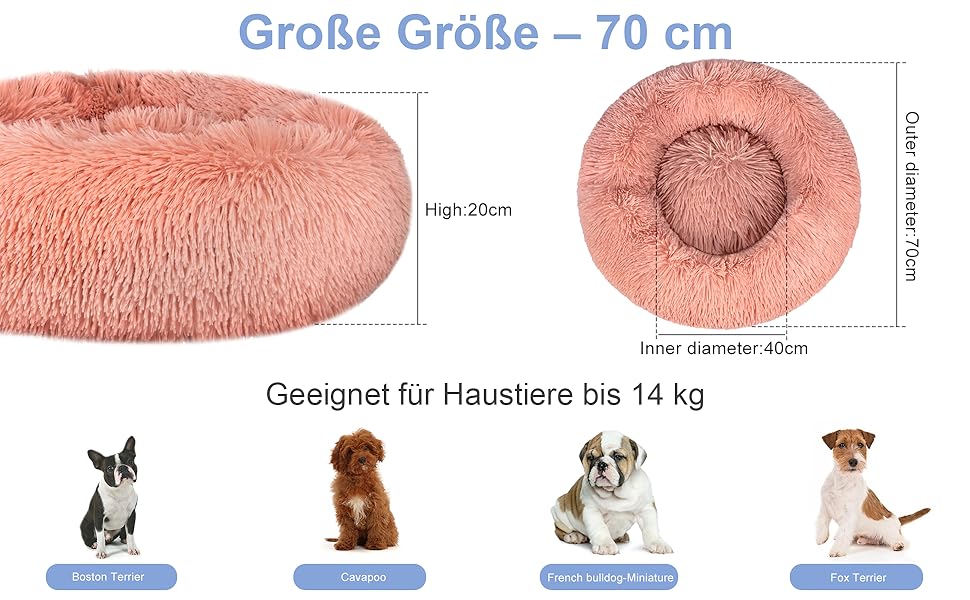 OKPOW Крісло-гніздо для собак та котів: м'яке, кругле, антистрес, рожеве, Ø60 см