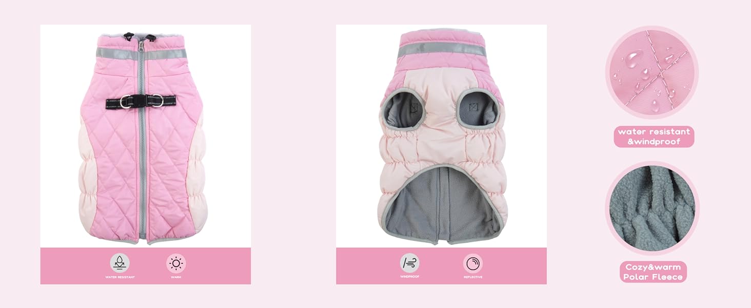 Теплий зимовий одяг для собак XS: теплий пуловер, куртка, жилетка для чихуахуа та інших маленьких порід (рожевий)