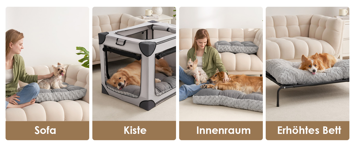 Килимок для собак великих порід, 104x68 см, XL, з штучним хутром та льоном, сірий, 104 x 68 x 10 см