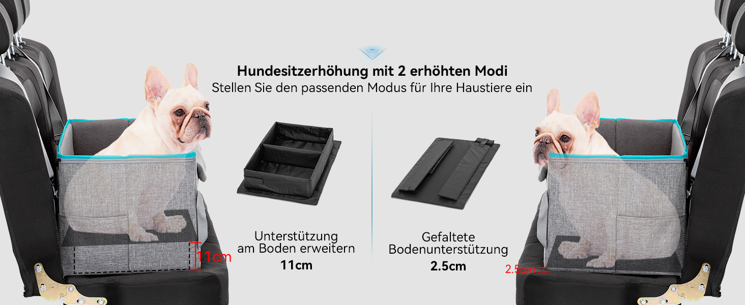 Автомобільний лежак для собак Petsfit - сірий, для 2 маленьких собак, з ременями безпеки