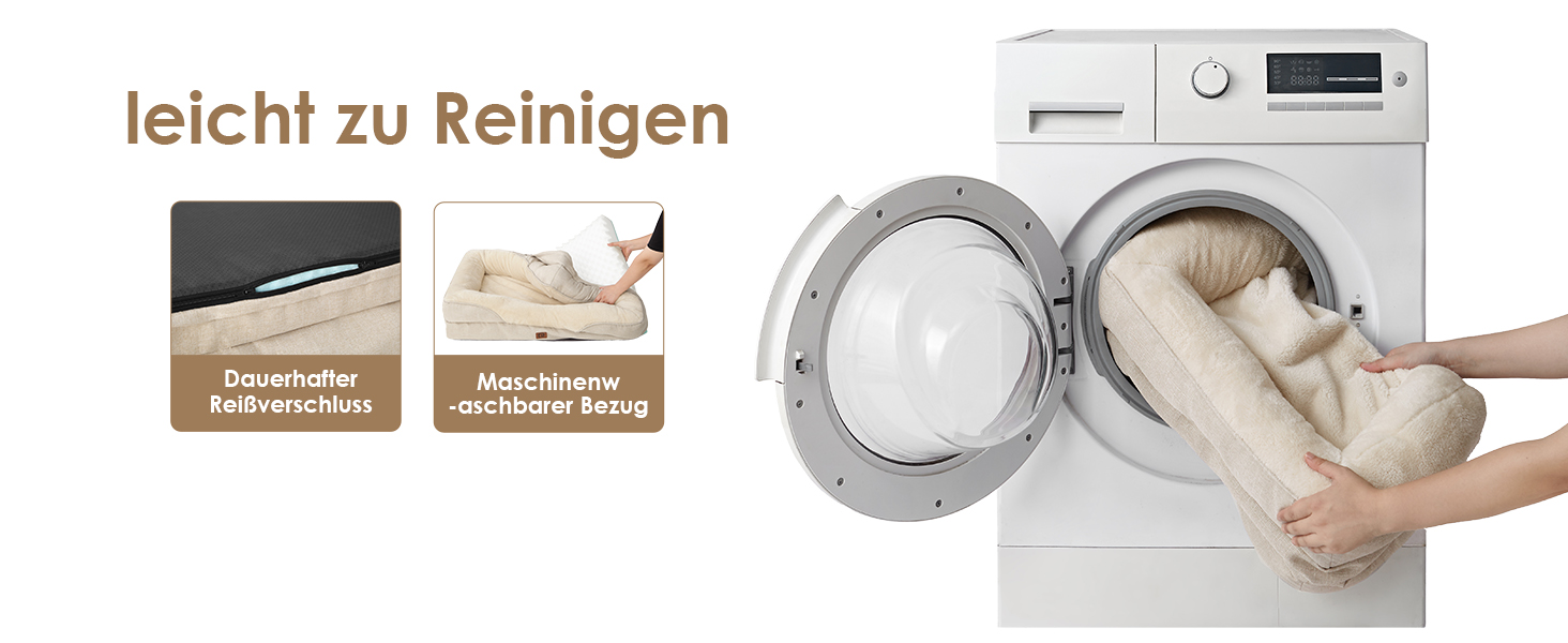 Ортопедичне ліжко для собак середніх порід EHEYCIGA, 91x68x17.5 см, Memory Foam, водонепроникне, з бортиками, антиковзаюче, бежеве