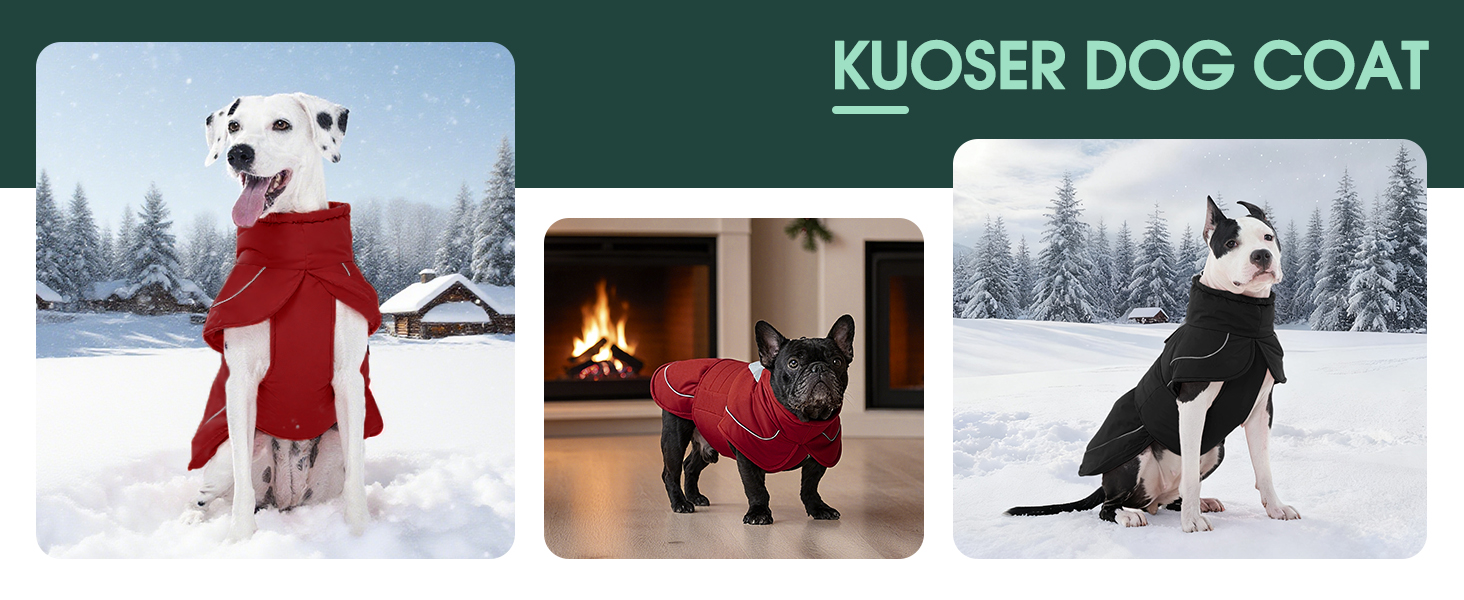 Тепла водонепроникна куртка для собак Kuoser з світловідбиваючим дизайном, шнурком на шиї, зручна застібка на липучці, червона M