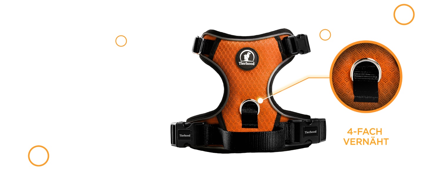 Шлейка для собак - світловідбиваюча, з м'якою підкладкою, для собак різних розмірів, помаранчевого кольору