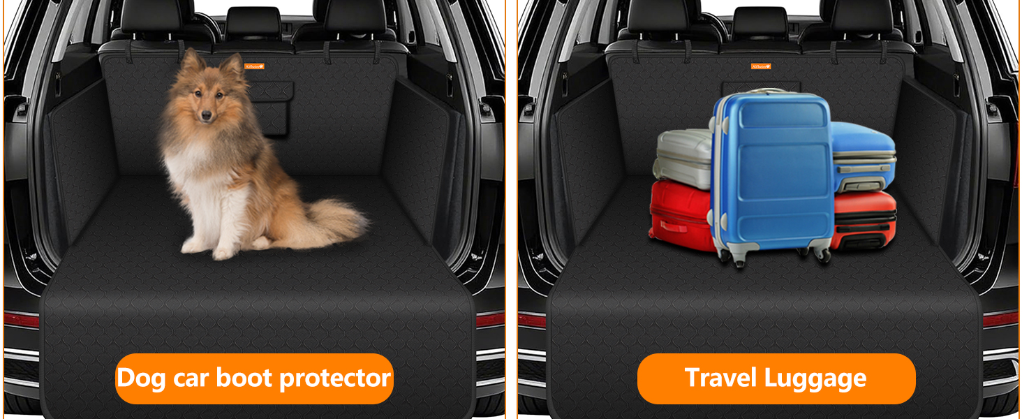 Захист для багажника автомобіля Alfheim для собак - водовідштовхувальний та легкий у догляді - універсальний. Килимок у багажник з захистом краю вантажного отвору (чорний, потовщений)