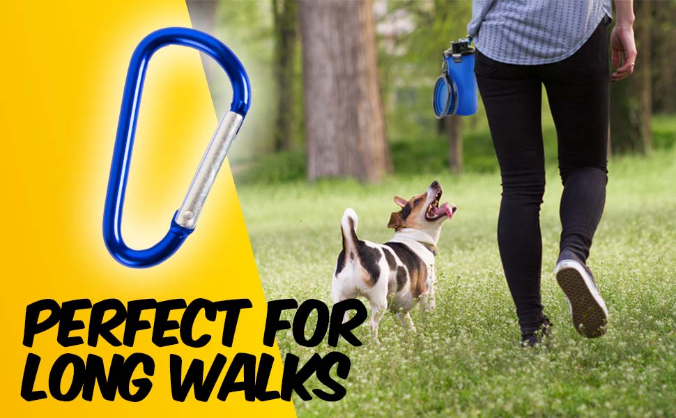 Водяна пляшка для собак PawPride 2-в-1 з двома мисками, вилкауф-система, для прогулянок, подорожей, кемпінгу та хатнього використання