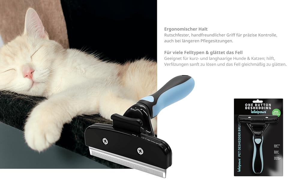 Щітка для собак та котів - для видалення підшерстя та линяння, самоочисна, ергономічна, проти ковзання