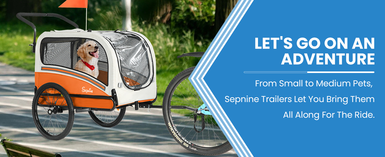 Причіп для собак SEPNINE® 2-в-1 для велосипеда та джоггінгу, до 30 кг, помаранчевий