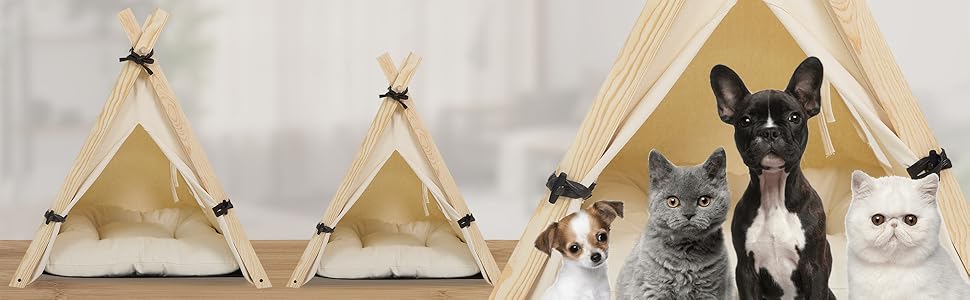 Тіпі для собак та котів, розмір M, 60x70x60 см, білий - EUGAD