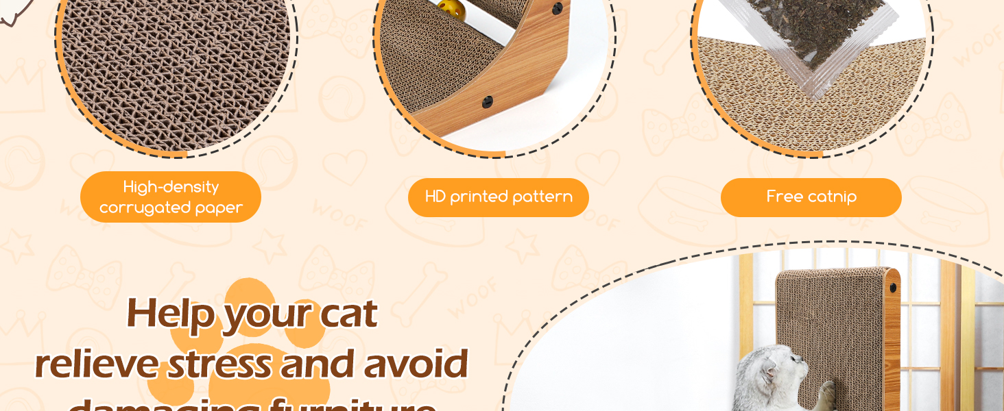 Котячий будиночок-кіготь Nobleza: кутовий, 60 см, з іграшкою, з гофрокартону