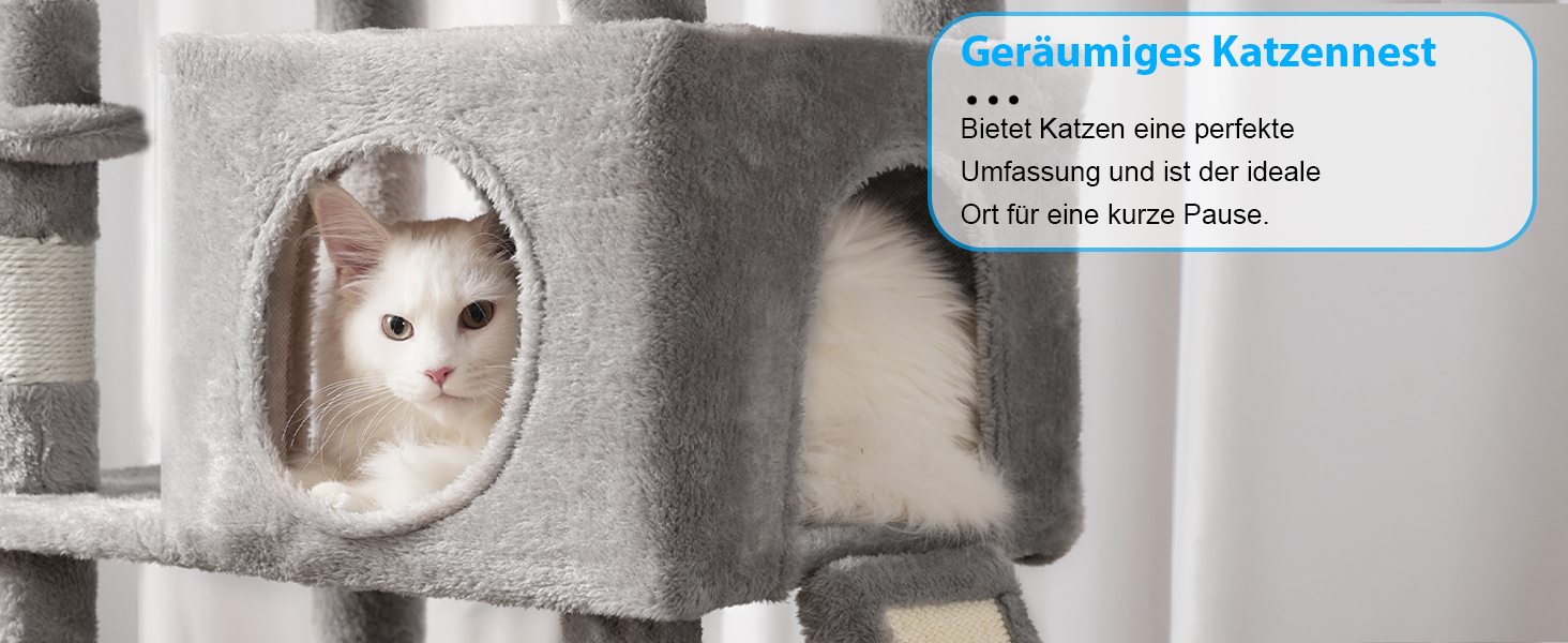 Багатоярусний котячий будиночок Hey-brother Kratzbaum з лежаком, гамаком та котячим будиночком, 145 см, сірий EMPJ057W