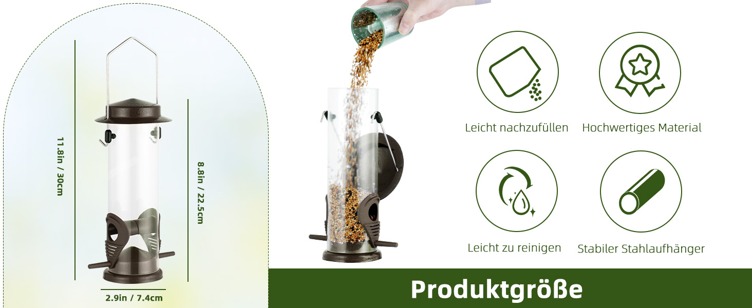 Годівниця для птахів Mixxidea з нержавіючої сталі, для саду та двору, 2 шт. (Коричневий)