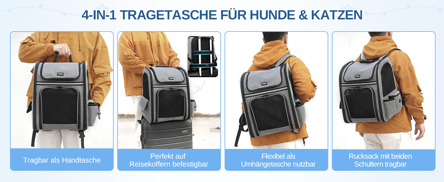 Рюкзак для кота/собаки Dogat: зручний та дихаючий рюкзак-переноска для подорожей, сірий