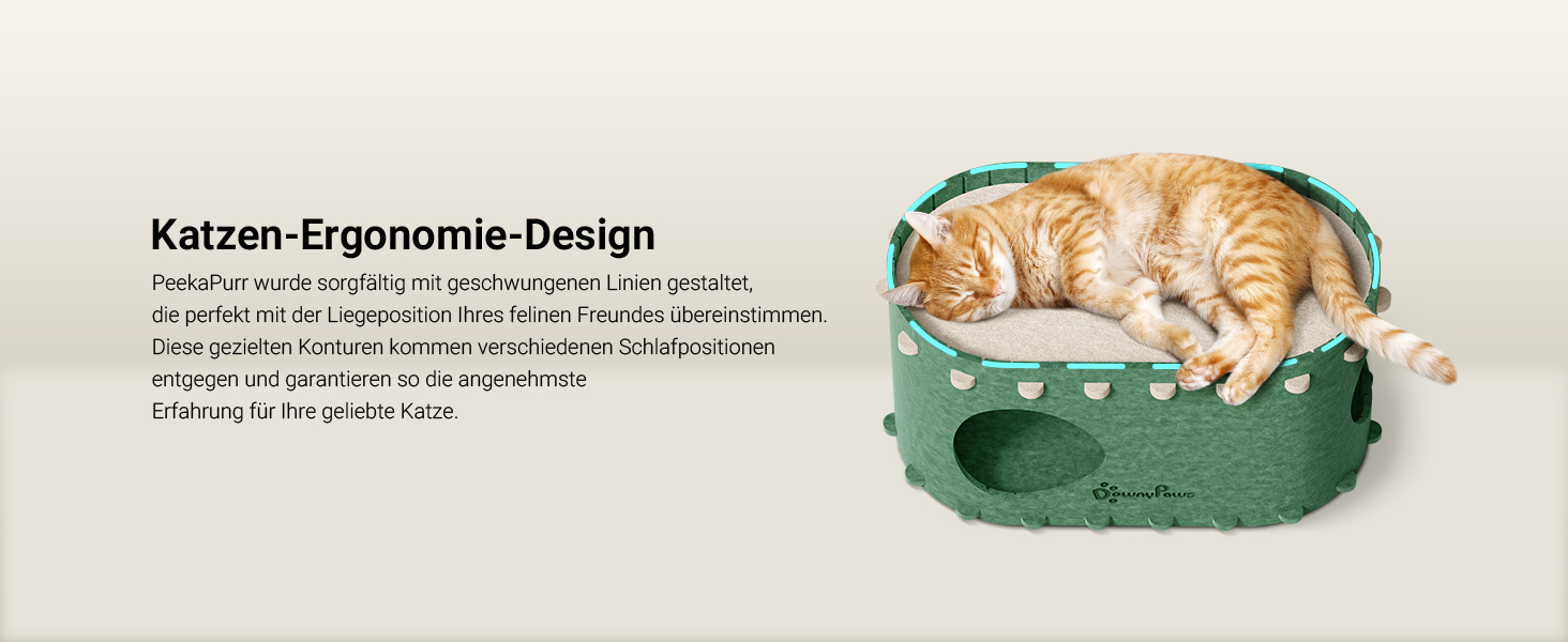 Кігтеточка-будиночок для котів DownyPaws з фетру, 2-ярусна, 50x33x50 см, зелена