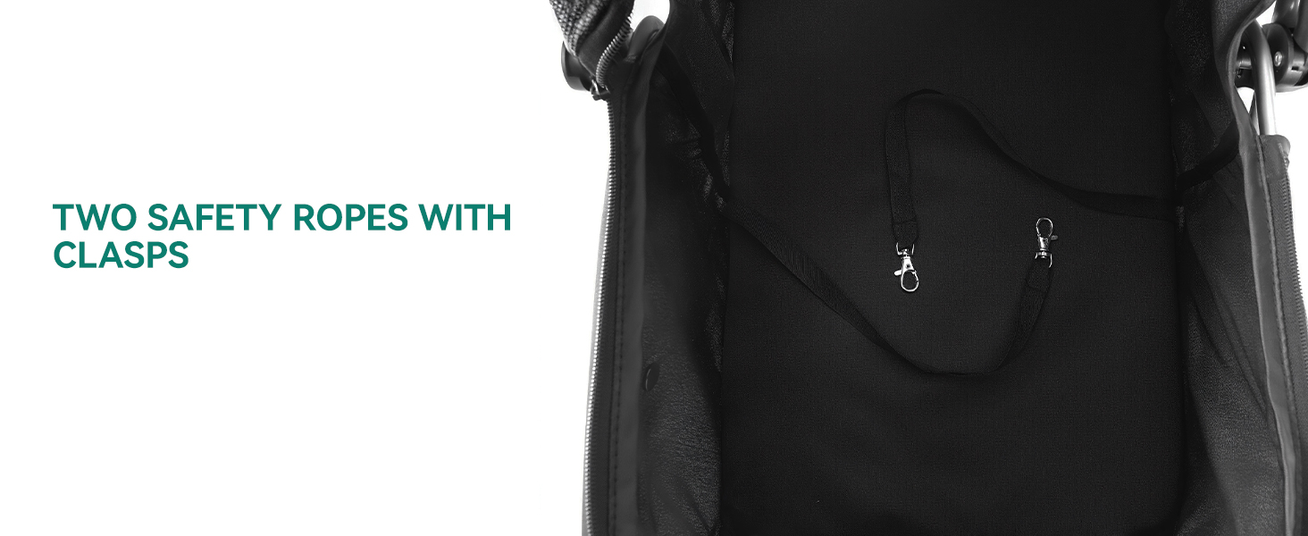 Візок для собак та котів YITAHOME 15 кг, чорний, з трьома колесами, сітчастим вікном та гальмами