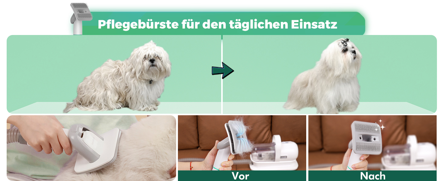 Набір для догляду за тваринами Neabot P1 Pro з пилососом для шерсті, професійні ножиці та леза для собак, котів та інших тварин, сірий перламутровий