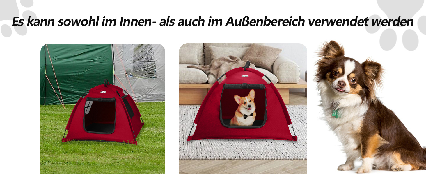 Зручне ліжко-будиночок для собак та котів Babyezz, Tipi, червоний, S